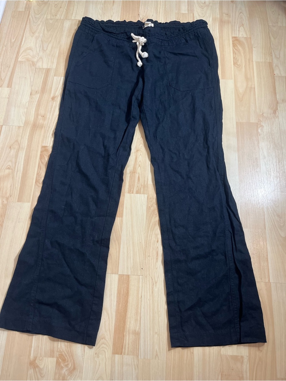 Roxy Oceanside linen-blend wide-leg pants Black size 12